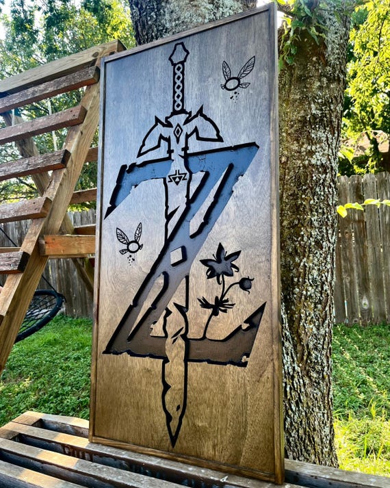 Breath of The Wild, 3D Zelda, Carved Art, Links 3D Sword, Wood Wall Art, Zelda, Nintendo Art, 3D Wood Art, Gameroom Decor, Fanroom Wall art,