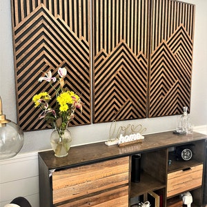 Wood Art, Mountain Artwork, Wood Wall Art, Geometric Wood Art, Geometric Wall Art, Modern Wood Art, Modern Wall Art, Handmade furniture. image 7