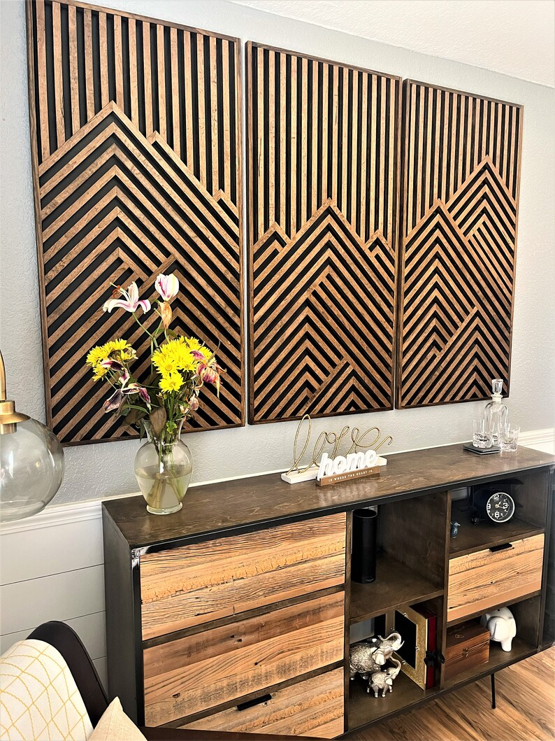Wood Art, Mountain Artwork, Wood Wall Art, Geometric Wood Art, Geometric Wall Art, Modern Wood Art, Modern Wall Art, Handmade furniture. image 7