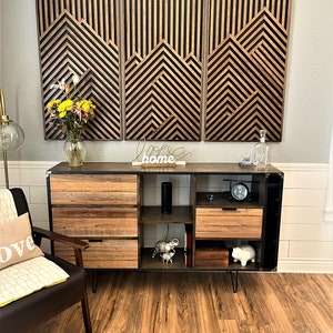 Wood Art, Mountain Artwork, Wood Wall Art, Geometric Wood Art, Geometric Wall Art, Modern Wood Art, Modern Wall Art, Handmade furniture. image 3