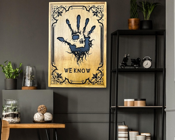 Skyrim, Dark brotherhood, Oblivion, Geometric WoodArt, 3D Wood Art, Gameroom, We Know, Elder Scrolls, carving art, Assassins guild, we know.