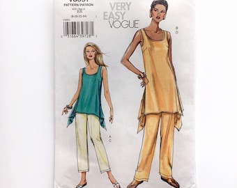 Vogue 8091 Asymetryczny dół bez rękawów Top i spodnie Misses 8 10 12 14 Nieobcięty wzór do szycia