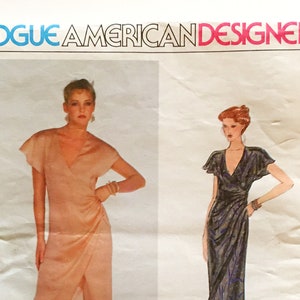 Vintage Vogue 2223 American Designer John Anthony Flutter Sleeve Wrap Dress Tulip Hem Misses 10 Bust 32 CUT Sewing Pattern
