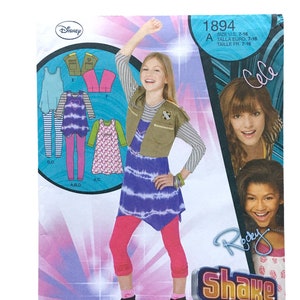 Simplicity 1894 Shake It Up Disney Girls Dress, Tunic, Cropped Jacket and Knit Top and Leggings size 7-16 Uncut Sewing Pattern