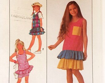 Simplicity 9125 Girls Ruffled Tank Sun Dress Medium 8 10 Uncut Sewing Pattern