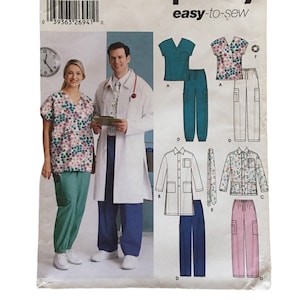Simplicity 5443 Women&#39;s & Men&#39;s Plus Size Scrubs Chest 40-50 Uncut Sewing Pattern