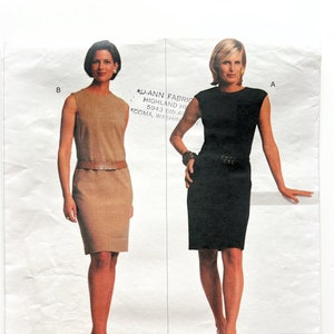 Vogue 2661 Anne Klein Cap or Sleeveless Sheath Dress Misses 14 16 18 Uncut Sewing Pattern