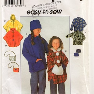 Simplicity 7870 Girls Fleece Jackets Ponchos Hand Warmer Muff Bucket Hat 8-14 Uncut Sewing Pattern