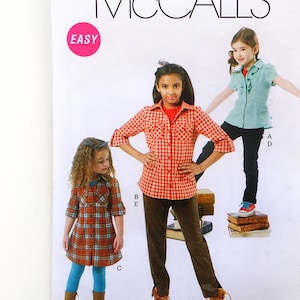 McCall&#39;s 6389 Girls Shirt Dress Tops and Pants size 3 4 5 6 Uncut Sewing Pattern