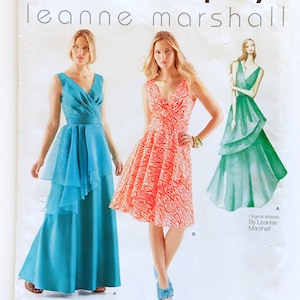 Simplicity 1689 Surplice Bodice Dress Peplum Drape Misses 4-12 Uncut Sewing Pattern