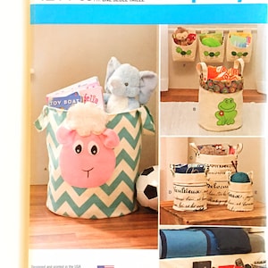 Simplicity 1214 Organizers Fabric Baskets Wall Pockets Sheep Frog Uncut Sewing Pattern