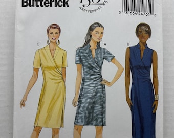 Patrón de costura sin cortar Butterick 5849 para vestido cruzado con cuello alto, tallas 14, 16, 18, 20 y 22 (busto 36-44).