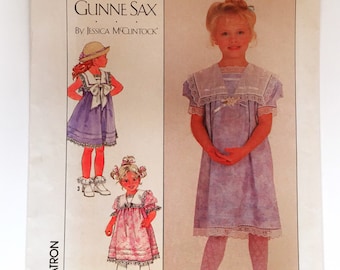 Simplicity 8710 Vestido Gunne Sax para niñas, cuello marinero cuadrado ancho, talla 3, patrón de costura sin cortar