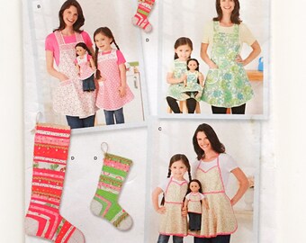 Simplicidad 1936 Delantales para niños, señoritas y muñecas Patchwork Adorno de media navideña Patrón de costura sin cortar