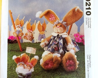 McCall's 9210 Plush Felt Bunny Rabbits Decorative Dolls 13" and 6" Uncut Sewing Pattern