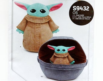 Simplicity 9432 Star Wars Mandalorian Plush Grogu and Soft Space Pram Uncut Sewing Pattern