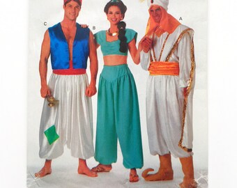 Butterick 3048 Aladdin Jasmine Genie Halloween Cosplay Kostymer Vuxen XS-L Oklippt Sömnadsmönster
