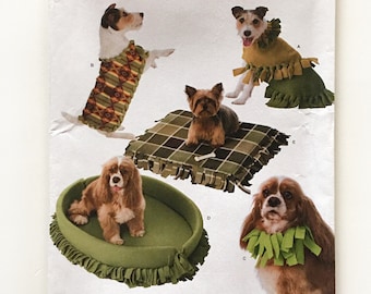 Simplicity 3960 No Sew Fleece Pet Accessories Dog Bed Dog Coat Collar Uncut Sewing Pattern 0639
