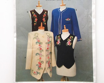 Simplicidad 9891 Transferencias de bordado de cinta Chaquetas Chalecos Misses 6 8 10 Patrón de costura sin cortar