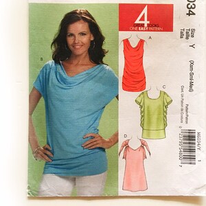 McCall&#39;s 6034 Sleeveless Pullover Knit Tunics Cowl Draped Ruffled XS S M Uncut Sewing Pattern