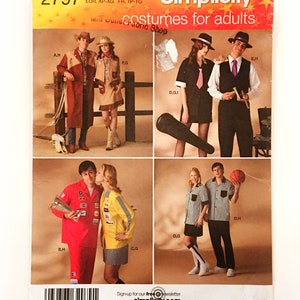 Simplicity 2797 Paare Kostüme Western Gangster Rennwagen Bowling Ringrichter XS-XL Uncut Schnittmuster