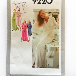 Simplicity 9220 Shawl Collar Belted Wrap Robe Misses 12 Bust 34 Uncut Vintage 70s Sewing Pattern