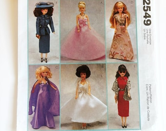 McCall's 2549 Y2K 11 1/2 Inch Fashion Doll Clothes Day and Evening Looks Ballgown, Dress Suit, Gowns Uncut Sewing Pattern