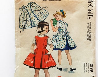 Vintage 1950s McCalls 2199 Girls Pinafore Apron Size 10 Bust 28 Sewing Pattern