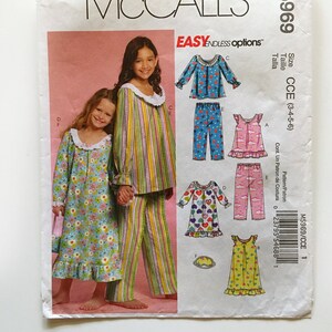 McCall&#39;s 5969 Girls Children&#39;s Pajamas Sleep Tops, Gowns, Pants and Eye Mask 3 4 5 6 Uncut Sewing Pattern