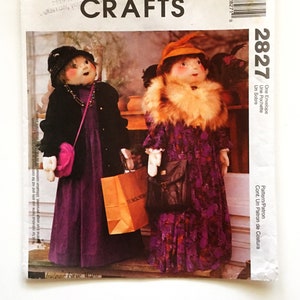 McCalls 2827 Soft Sculpture Shopper Dolls 4' Tall Uncut Craft Sewing Pattern