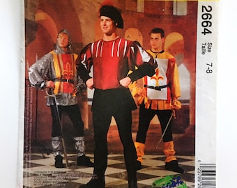 McCall's 2664 Kids 7 8 Medieval Costumes Doublet Shirt Leggings Tabard Hat Uncut Sewing Pattern