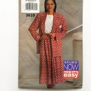 See & Sew 3610 Double Breasted Jacket Skirt and Top Misses 16-24 Uncut Sewing Pattern