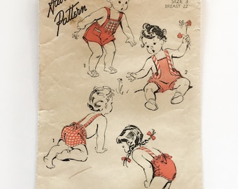 Vintage 40s Advance 4269 Baby Romper talla 3 Pecho 22 Patrón de costura