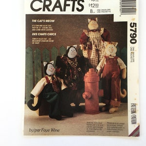 McCall&#39;s 5790 The Cats Meow 21 &quot;Tall Kitty Rag Dolls mit Kleidung Faye Wine Uncut Schnittmuster