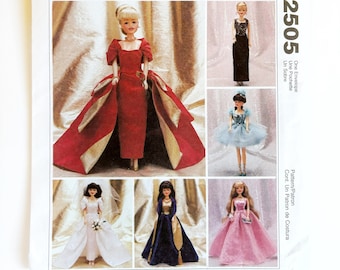 McCall's 2505 Fashion Doll Clothes Fancy Dresses 11.5" Tall Uncut Sewing Pattern