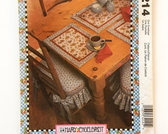 McCall's 3214 Ruffled Chair Cushions Apron Placemats Table Runner Tea Cozy Mary Engelbreit Kitchen Charm Uncut Sewing Pattern