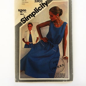 Simplicity 5363 Pullover Sleeveless Dress Elastic Waist Bolero Jacket Misses 10 12 14 Bust 32-36 Uncut Sewing Pattern