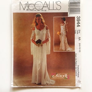 McCall&#39;s 3944 Cold Shoulder Wedding Gown Draped Bell Sleeves Misses 6-12 Uncut Sewing Pattern