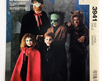 McCall's 3941 Horror Movie Halloween Costumes Adult Large 40-42 Uncut Vintage Sewing Pattern
