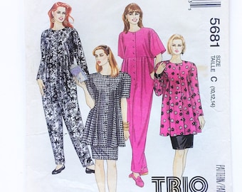 Vintage 90's McCalls 5681 Maternity Jumpsuit Top Skirt Misses 10 12 14 Uncut Sewing Pattern