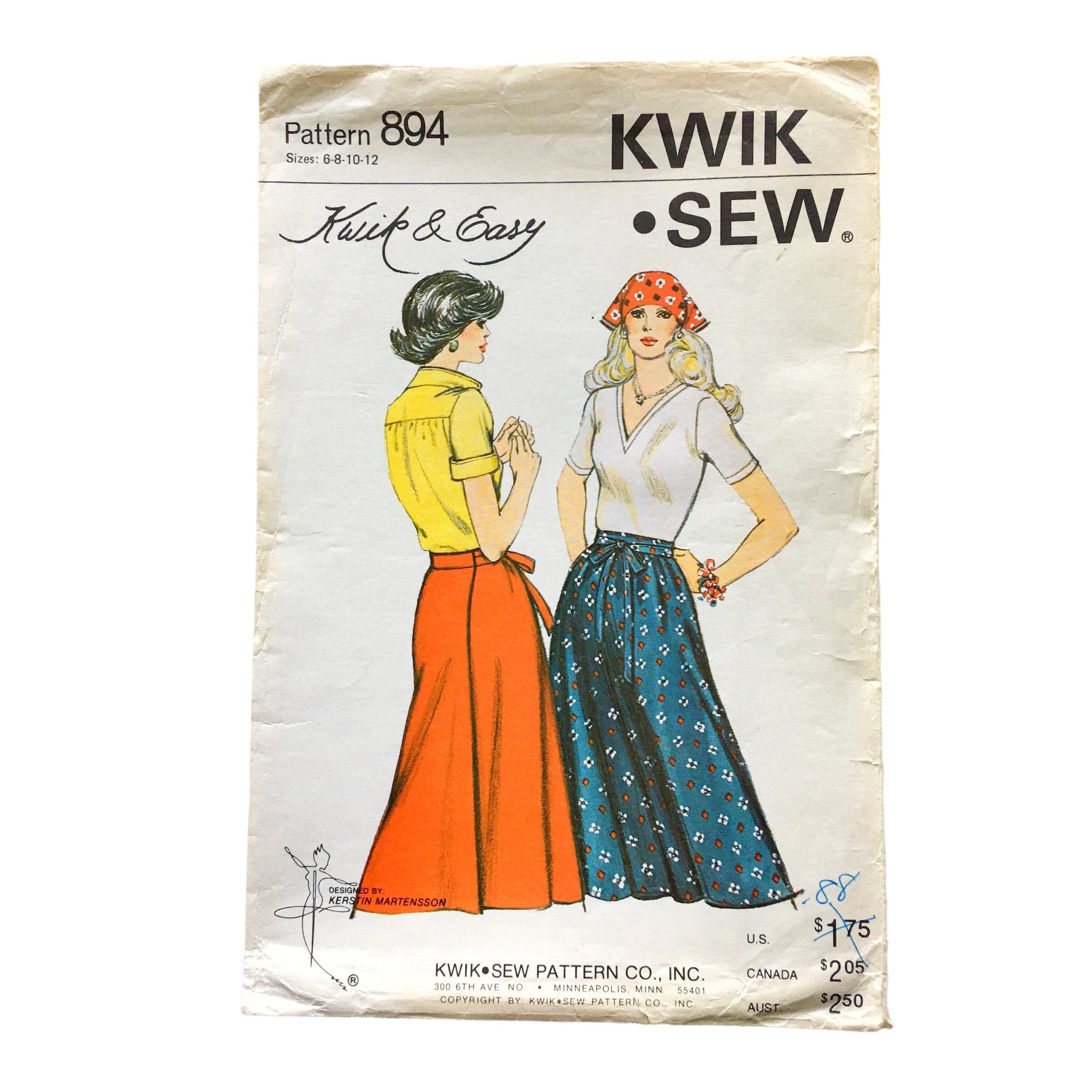 Kwik Sew 894 Wrap Skirt Ties in Front Misses Sizes 6 8 10 12 - Etsy