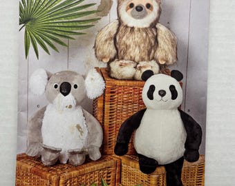 Simplicity 8821 Pluszowe zwierzęta Koala Panda Leniwiec 15" Pluszowa zabawka Nierozcięty wzór do szycia