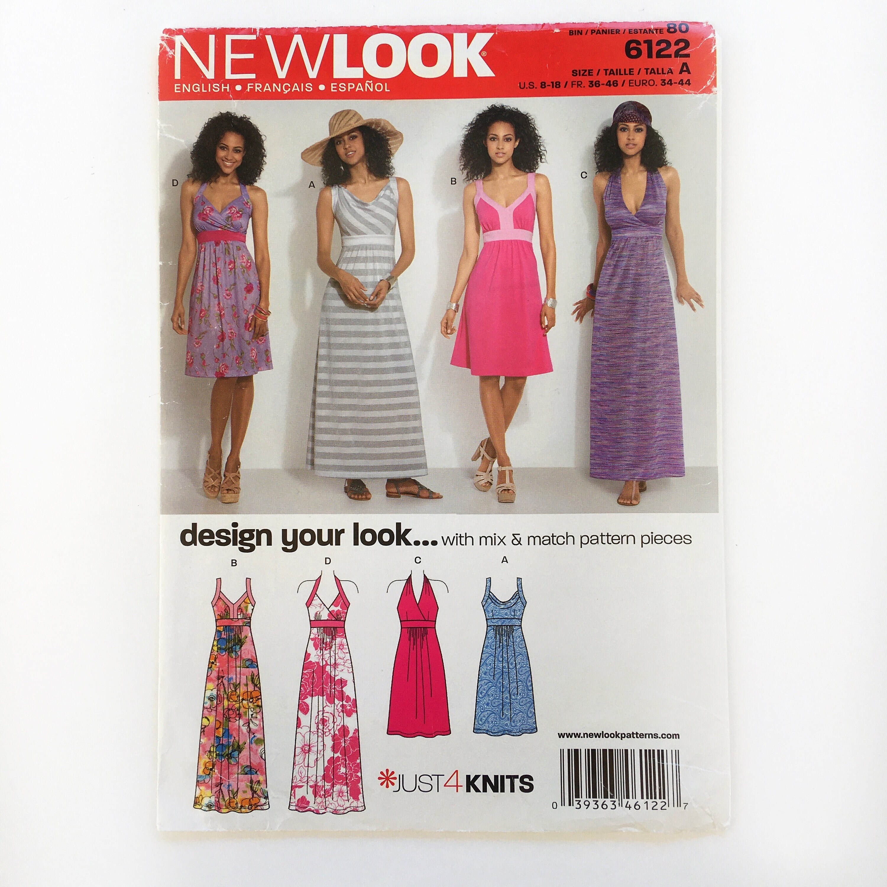 New Look 6122 Knit Dresses With Neckline and Length Variations Maxi Midi  Waist Tie Misses 8-18 Uncut Sewing Pattern - Etsy
