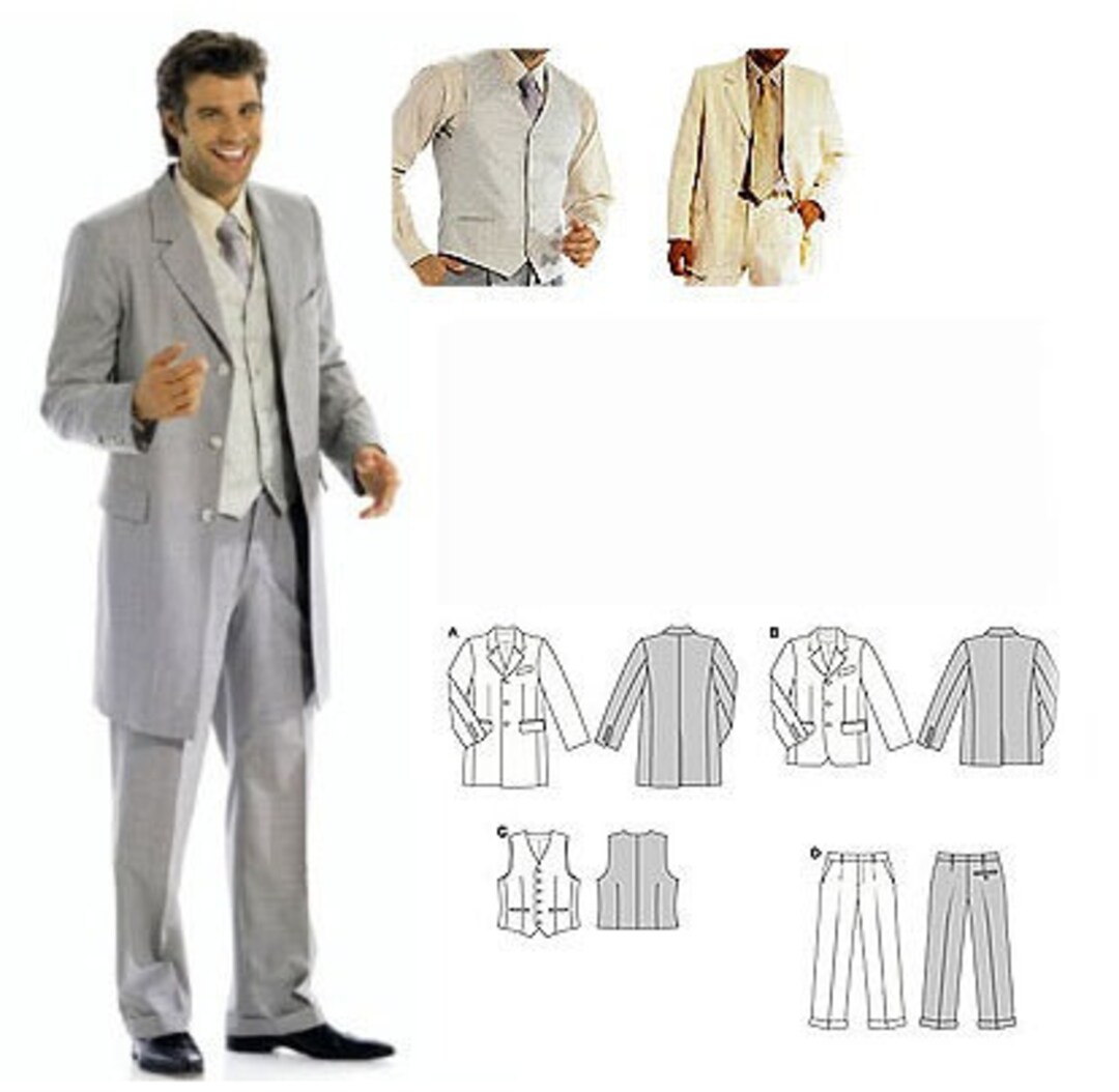 Burda 8186 Men's Semi Fitted Suit & Vest Sizes 34-50 Uncut - Etsy