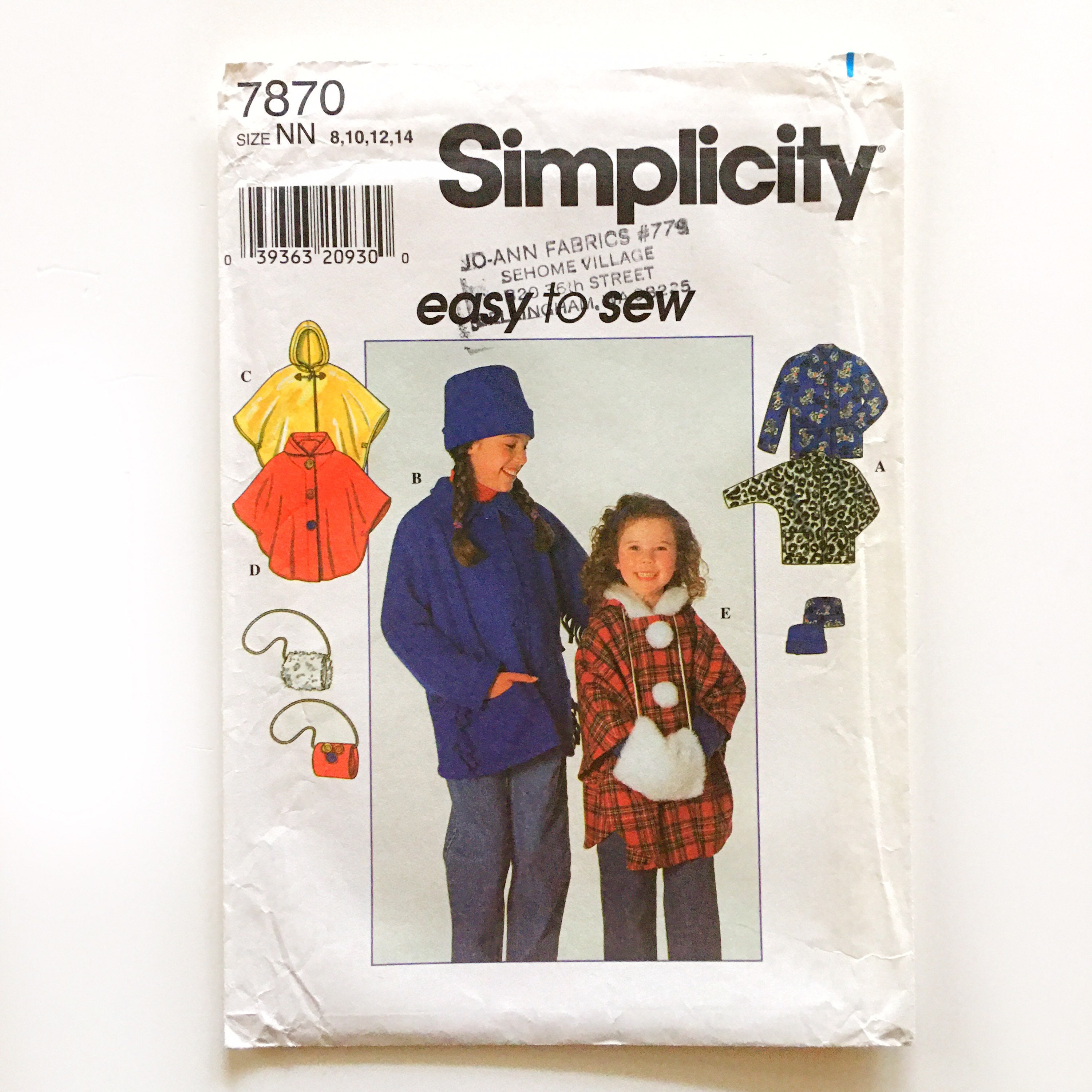 Simplicity 7870 Girls Fleece Jackets Ponchos Hand Warmer Muff - Etsy