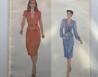 Patrón de costura sin cortar para top y falda con escote en V de Vogue, modelo 2361 de Albert Nipon, talla 10 (busto 32).