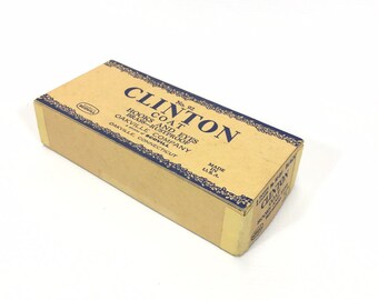 Vintage Cardboard Sewing Notions Ephemera Retail Box Clinton Coat Hooks and Eyes Oakville CT