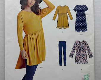 New Look 6533 Sukienka lub top typu babydoll i legginsy Misses XS S M L XL Wykrój do szycia bez cięć