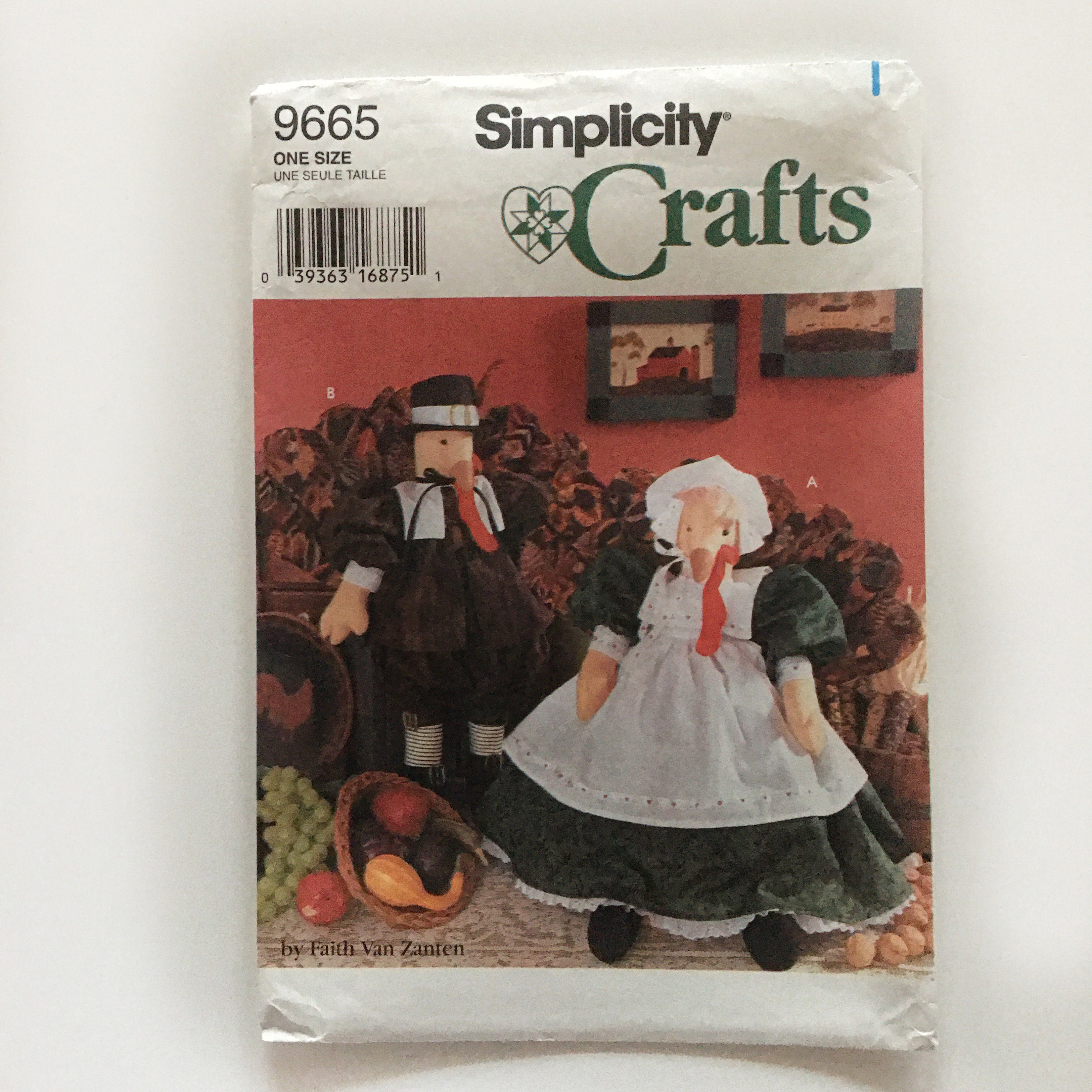 Simplicity 9665 Turkey Dolls and Clothes Dress, Bonnet, Underskirt ...