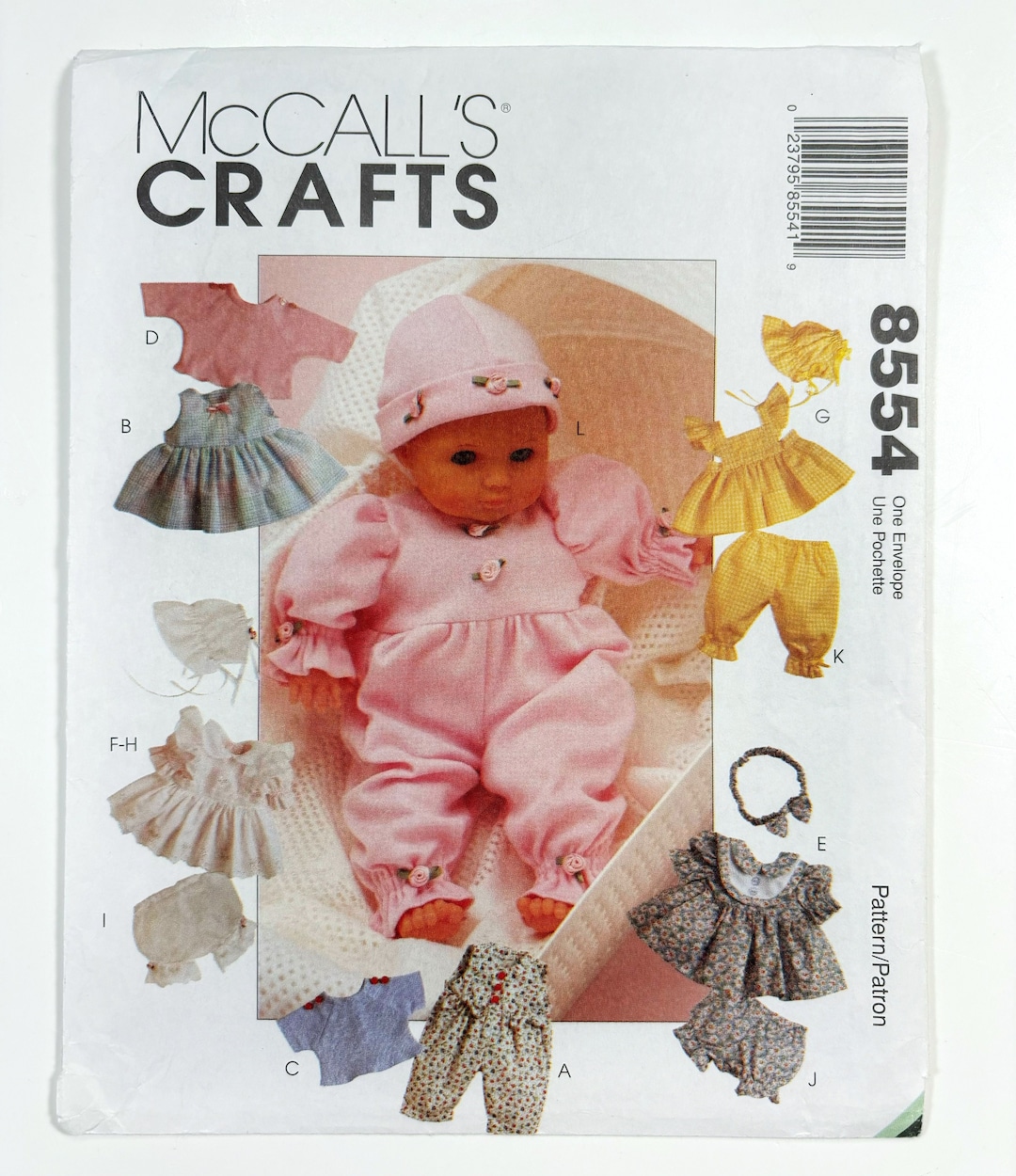 Mccall's 9554 Baby Doll Clothes for Sizes Small Medium Large Sleeper ...